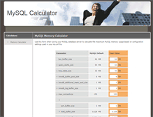 Tablet Screenshot of mysqlcalculator.com